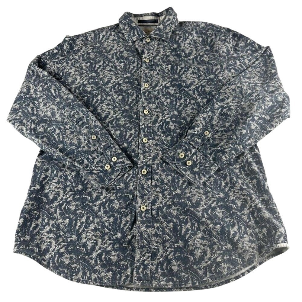 Tommy Bahama Shirt Mens M Palm Frond Cotton Long Sleeve Island Modern Fit